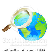 Vector Illustration of a 3d Zoom Magnifying Glass over Earth by AtStockIllustration