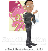 Vector Illustration of a Artist Standing Beside Painting at a Gallery by AtStockIllustration