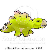 Vector Illustration of a Baby Green Stegosaur Dinosaur in Profile by AtStockIllustration