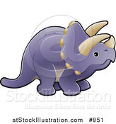 Vector Illustration of a Baby Purple Triceratops Dinosaur with Horns by AtStockIllustration