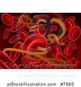 Vector Illustration of a Background of 3d Blood Cells and the Ebola Virus by AtStockIllustration