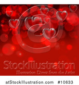 Vector Illustration of a Background of 3d Hearts on Red by AtStockIllustration