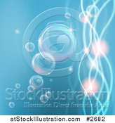 Vector Illustration of a Background of Bubbles in Water with Waves and Orbs by AtStockIllustration