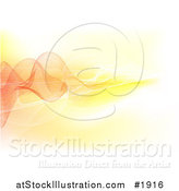 Vector Illustration of a Background of Mesh Lines and Waves in Orange and Yellow Hues by AtStockIllustration