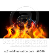 Vector Illustration of a Background of Orange Flames on Black by AtStockIllustration