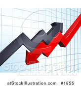 Vector Illustration of a Background of Profit and Loss Arrows on a Blue Graph by AtStockIllustration
