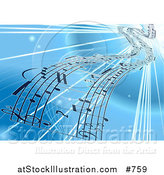 Vector Illustration of a Background of Sheet Music over Blue by AtStockIllustration