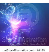 Vector Illustration of a Background of Vortex Glowing Swirl Lights on Blue by AtStockIllustration