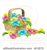 Vector Illustration of a Basket Full of Colorful Flowers by AtStockIllustration