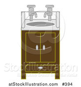 Vector Illustration of a Bathroom Sink and Cabinet with Two Faucets by AtStockIllustration