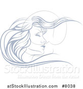 Vector Illustration of a Beatiful Woman's Face in Profile, with Long Hair Waving in the Wind by AtStockIllustration