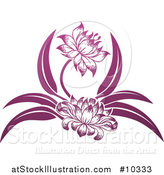 Vector Illustration of a Beautiful Gradient Purple Water Lily Lotus Flowers by AtStockIllustration