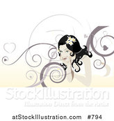 Vector Illustration of a Beautiful Woman with Swirl Background by AtStockIllustration
