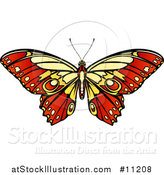 Vector Illustration of a Beautiful Yellow and Red Butterfly or Moth by AtStockIllustration