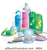 Vector Illustration of a Beauty Products, Makeup and Utensils by AtStockIllustration