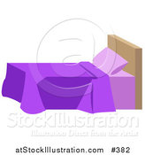 Vector Illustration of a Bed with Purple Blankets and a Headboard in a Bedroom by AtStockIllustration