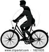 Vector Illustration of a Bicycle Riding Bike Cyclist in Silhouette by AtStockIllustration