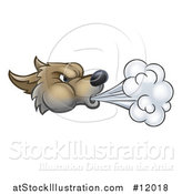 Vector Illustration of a Big Bad Wolf Head Blowing by AtStockIllustration