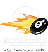 Vector Illustration of a Billiards Eight Ball on Fire by AtStockIllustration