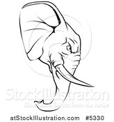 Vector Illustration of a Black and White Aggressive Elephant Mascot Head in Profile by AtStockIllustration