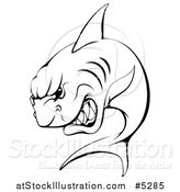 Vector Illustration of a Black and White Aggressive Shark Sports Mascot by AtStockIllustration