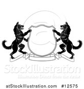 Vector Illustration of a Black and White Alsatian Dog Coat of Arms Shield with a Collar by AtStockIllustration