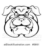 Vector Illustration of a Black and White Angry Bulldog Face by AtStockIllustration