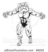 Vector Illustration of a Black and White Angry Muscular Bulldog Man Mascot Standing Upright by AtStockIllustration