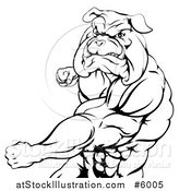Vector Illustration of a Black and White Angry Muscular Bulldog Man Punching by AtStockIllustration