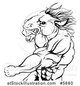 Vector Illustration of a Black and White Angry Muscular Horse Man Punching by AtStockIllustration