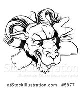 Vector Illustration of a Black and White Angry Ram Breaking Through a Wall by AtStockIllustration