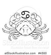 Vector Illustration of a Black and White Astrology Zodiac Cancer Crab and Symbol by AtStockIllustration