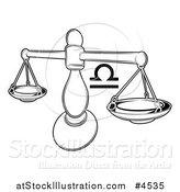 Vector Illustration of a Black and White Astrology Zodiac Libra Scales and Symbol by AtStockIllustration