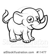 Vector Illustration of a Black and White Baby Elephant by AtStockIllustration