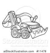 Vector Illustration of a Black and White Bulldozer by AtStockIllustration