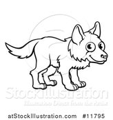 Vector Illustration of a Black and White Cartoon Wolf by AtStockIllustration