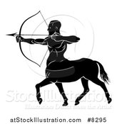 Vector Illustration of a Black and White Centaur Archer Aiming to the Left by AtStockIllustration