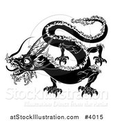 Vector Illustration of a Black and White Chinese Zodiac Dragon by AtStockIllustration