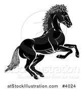 Vector Illustration of a Black and White Chinese Zodiac Horse in Profile by AtStockIllustration