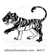 Vector Illustration of a Black and White Chinese Zodiac Tiger in Profile by AtStockIllustration