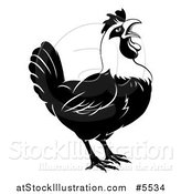 Vector Illustration of a Black and White Crowing Rooster by AtStockIllustration