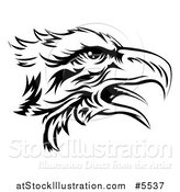 Vector Illustration of a Black and White Eagle Head in Profile by AtStockIllustration