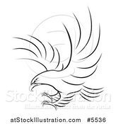 Vector Illustration of a Black and White Eagle Ready to Grab Prey by AtStockIllustration