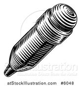 Vector Illustration of a Black and White Engraved Pencil by AtStockIllustration