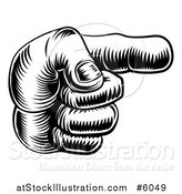 Vector Illustration of a Black and White Engraved Pointing Hand by AtStockIllustration