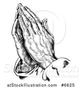 Vector Illustration of a Black and White Engraved Praying Hands by AtStockIllustration