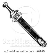 Vector Illustration of a Black and White Engraved Sword in a Scabbard by AtStockIllustration