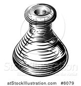 Vector Illustration of a Black and White Engraved Vintage Scientific Beaker or Flask by AtStockIllustration