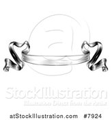 Vector Illustration of a Black and White Engraved Woodcut Vingage Ribbon Banner by AtStockIllustration