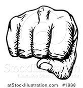 Vector Illustration of a Black and White Fist Punching by AtStockIllustration